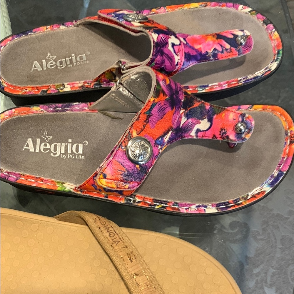 Alegria Pink and Purple Floral Sandals